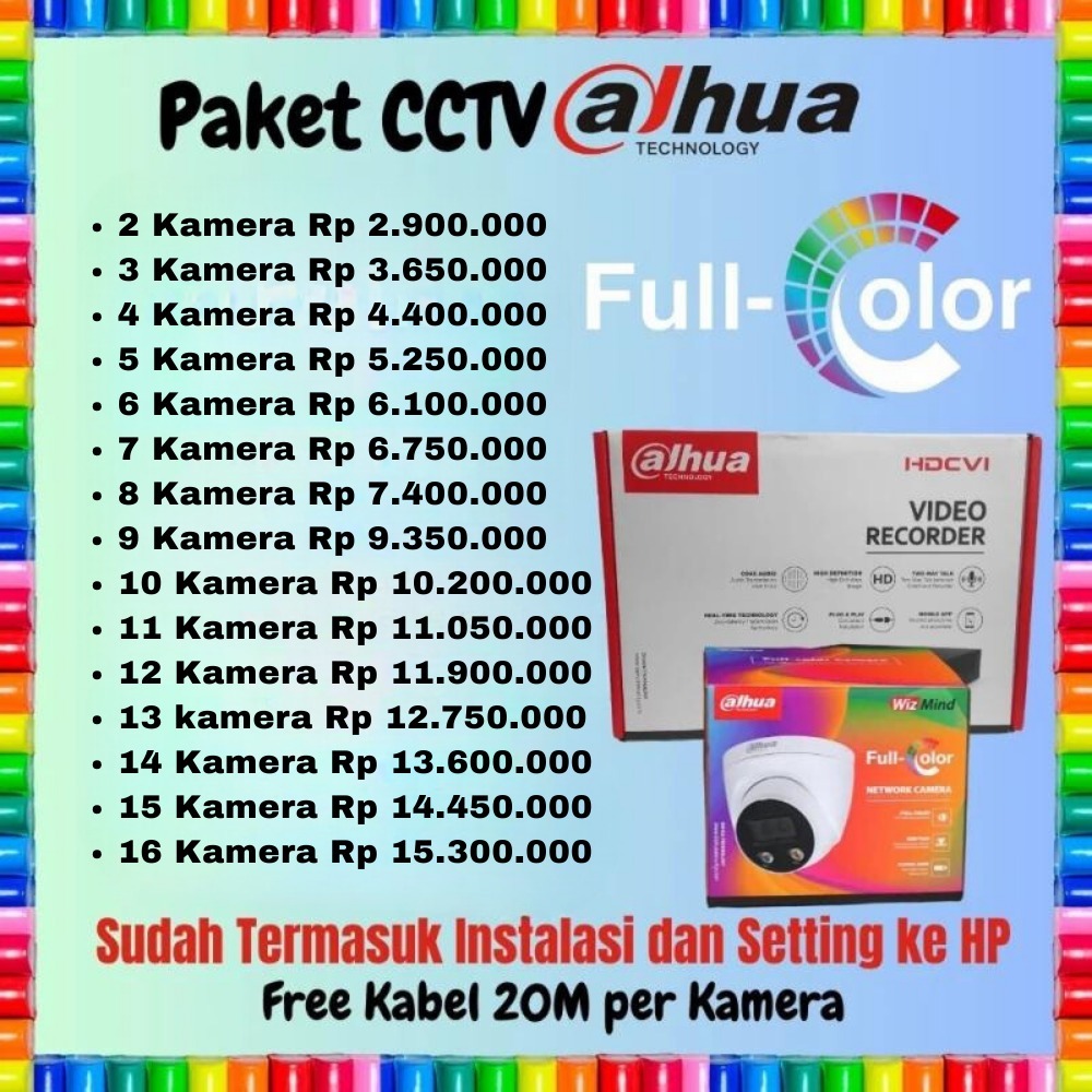 Paket CCTV Dahua Full color (tetap berwarna dalam Gelap)