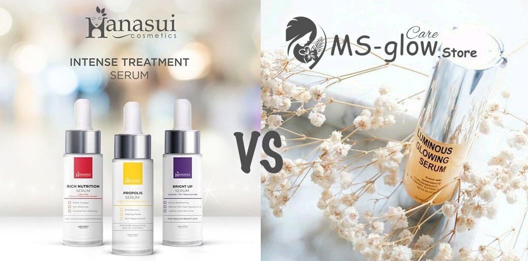 Review Serum Hanasui Intense Treatment VS Serum MS Glow Luminous
