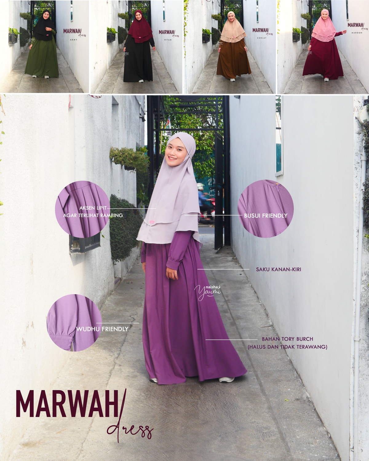 Gamis Syari Daily: Marwah Dress by Naisha