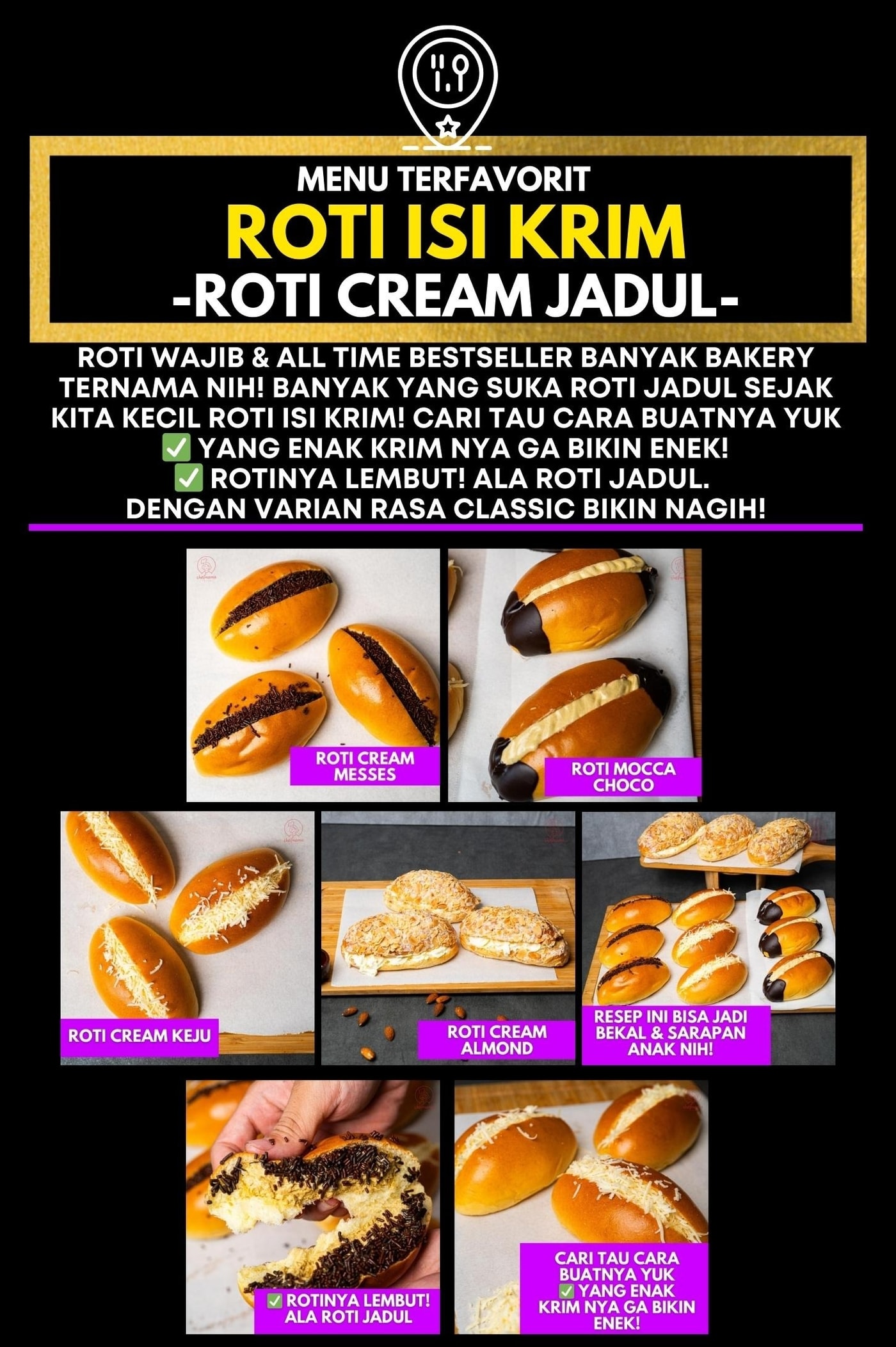 Traditional Roti Cream KELAS MASAK ONLINE ROTI ISI KRIM - ROTI CREAM JADUL