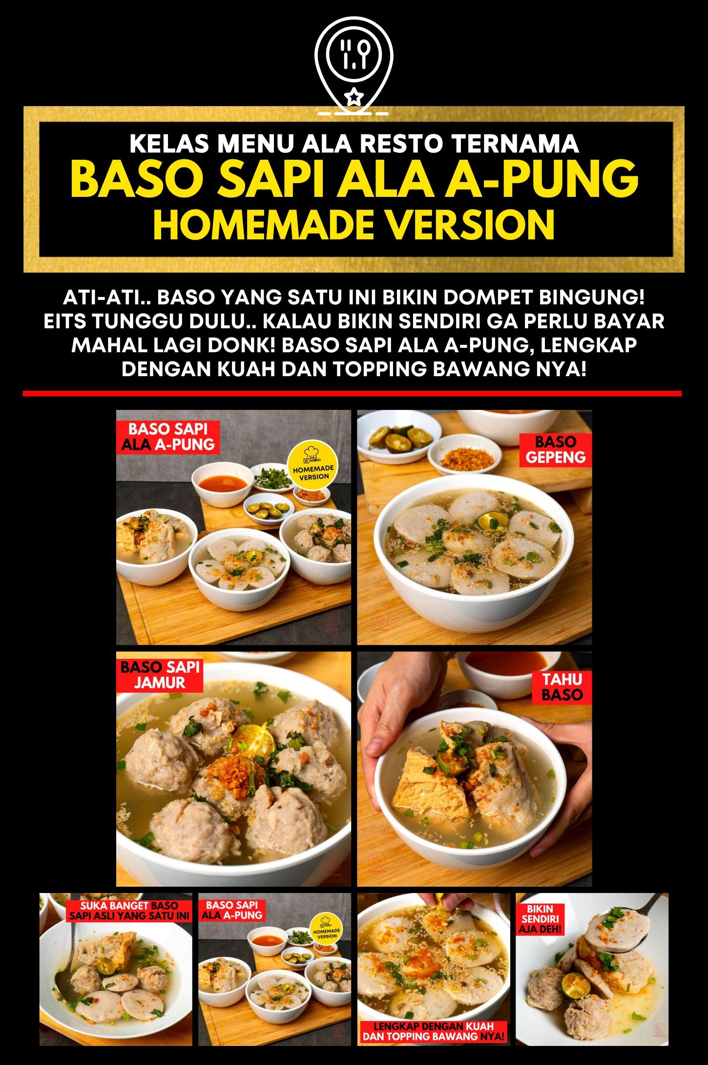 KELAS MASAK ONLINE BASO SAPI ALA A-PUNG (HOMEMADE VERSION)