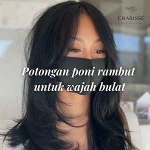 Potongan poni rambut untuk wajah bulat