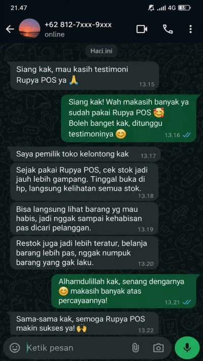 Bukti Chat Testimoni 1