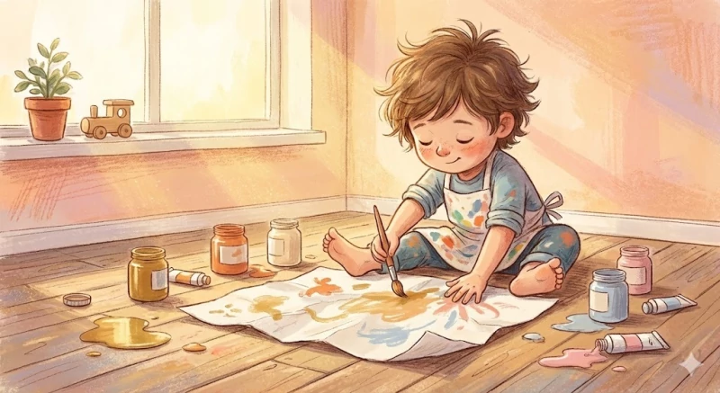 Anak ISFP sedang melukis atau bermain di alam