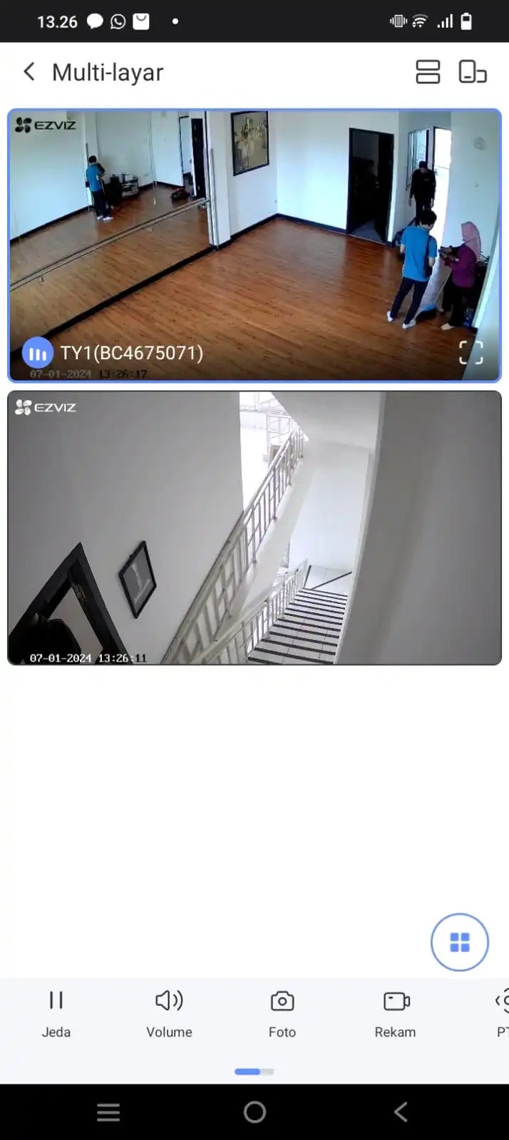 Hasil CCTV Ezviz di HP Pengguna