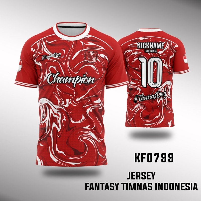 Kaos Jersey Sepakbola Timnas Indonesia Fantasy Champion Merah