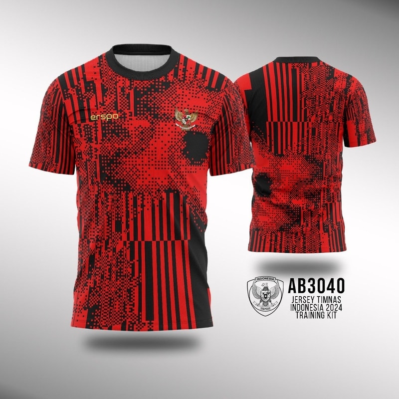Kaos Jersey Training Timnas Indonesia 2024 - Red Black