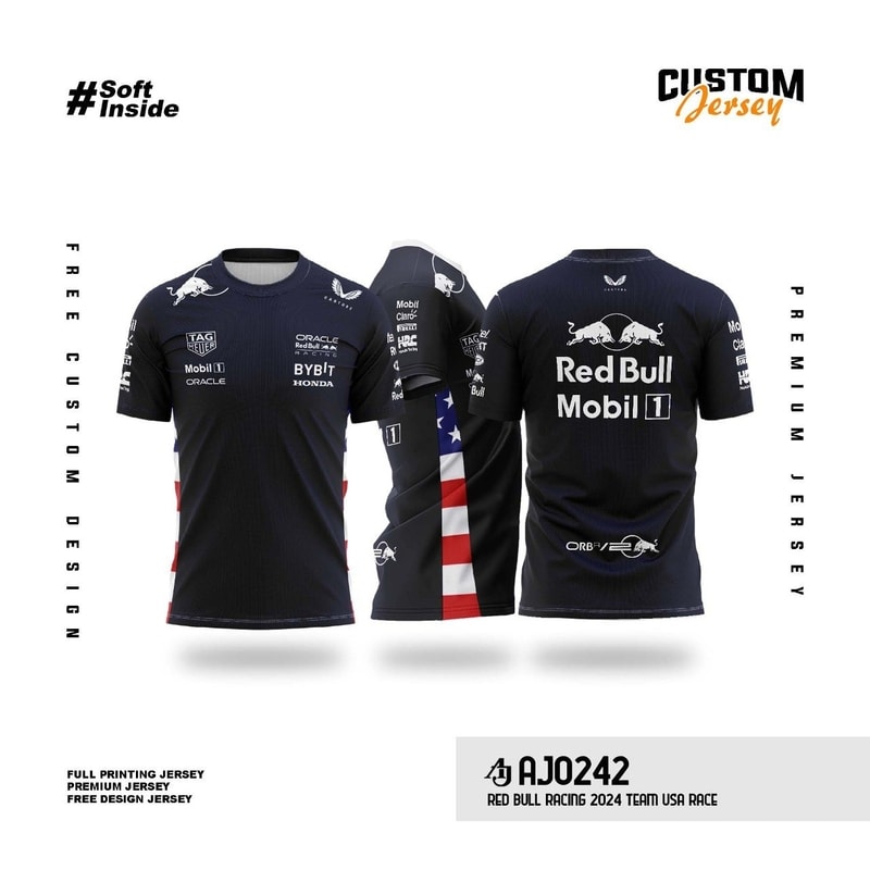 Kaos Jersey Red Bull Racing 2024 Team USA Race