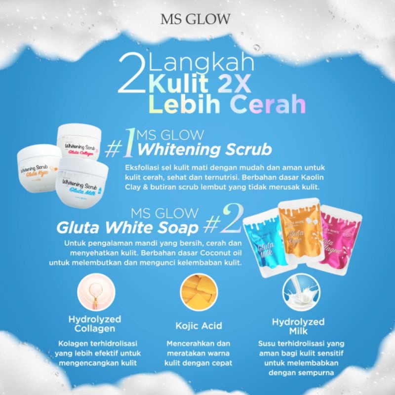 Review MS GLOW Whitening Scrub dan Gluta White Soap