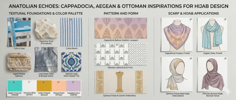 Moodboard lanskap Turki untuk inspirasi jilbab voal premium The Anatolian Echoes